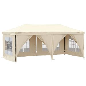 vidaXL Tenda per Feste Pieghevole con Pareti Laterali Crema 3x6 m