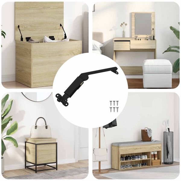 vidaXL Cerniera a supporto per coperchio 12 pcs Nero 192 x 32 x 50 mm