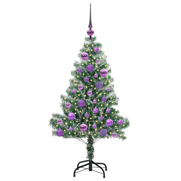 vidaXL Albero di Natale Artificiale Imbiancato con Luci LED 120 cm