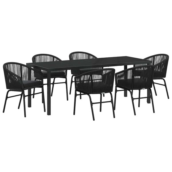 vidaXL Set da Pranzo per Giardino 7 pcs Nero