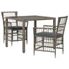 vidaXL Set da pranzo per esterni 3 pz Grigio polyrattan