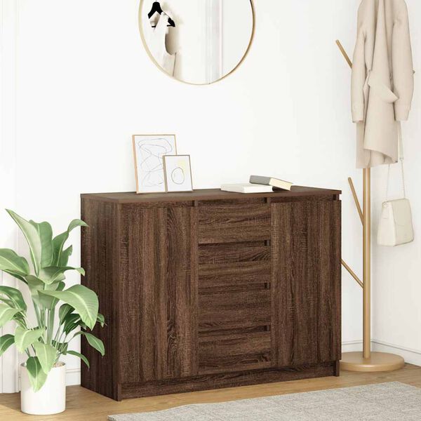vidaXL Credenza con Cassetti Rovere Marrone 100,5x35x76 cm Truciolato