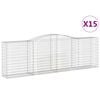 vidaXL Cesti Gabbioni ad Arco 15 pz 400x50x120/140 cm Ferro Zincato