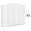 vidaXL Cesti Gabbioni ad Arco 3 pz 200x30x160/180 cm Ferro Zincato