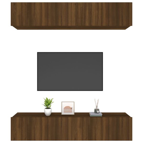 vidaXL Mobili TV 4 pz Rovere Marrone 80x30x30 cm in Legno Multistrato