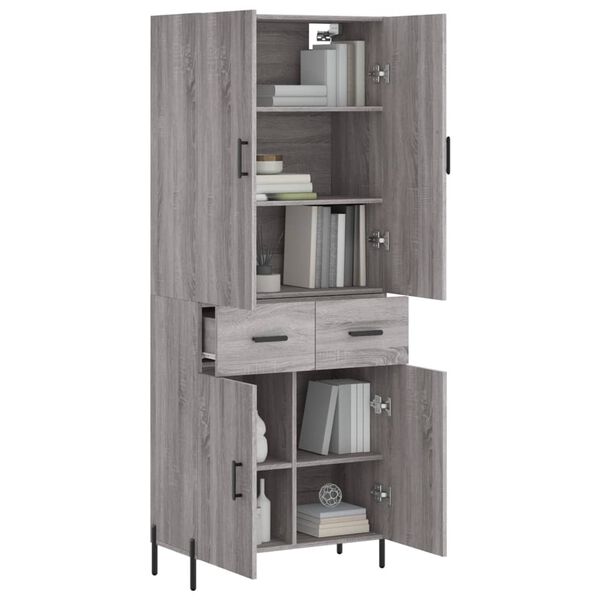 vidaXL Credenza Grigio Sonoma 69,5x34x180 cm in Legno Multistrato