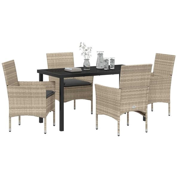 vidaXL Set da Pranzo per Giardino 5 pcs Grigio chiaro polyrattan