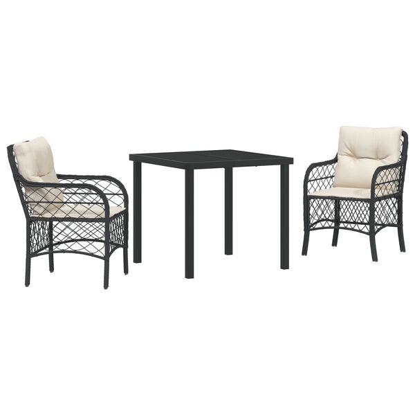 vidaXL Set da Pranzo per Giardino con cuscino 5 pcs Nero polyrattan