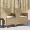 vidaXL Divano Giardino 2 Posti con Tavolo e Cuscini Beige Polyrattan