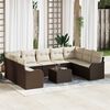 vidaXL Set Divano da Giardino 10 pcs Marrone e bianco Poly Rattan