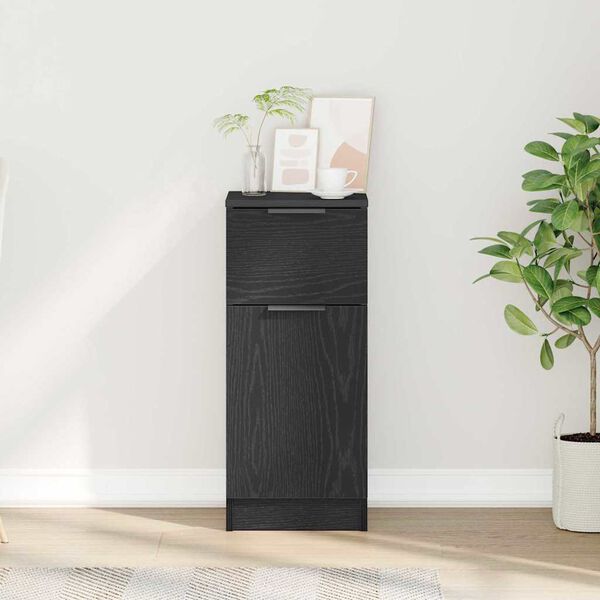 vidaXL Credenza Rovere Nero 30 x 30 x 70 cm Legno multistrato