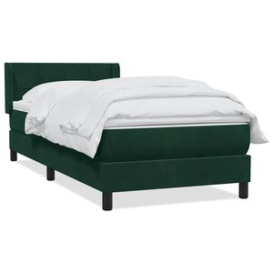 vidaXL Giroletto a Molle con Materasso Verde Scuro 80x220 cm Velluto