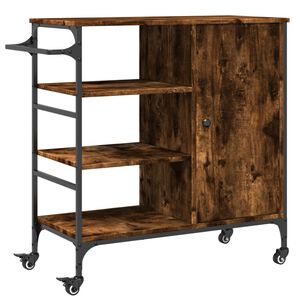 vidaXL Carrello Cucina Rovere Fumo 87,5x38,5x84,5 cm Legno Multistrato