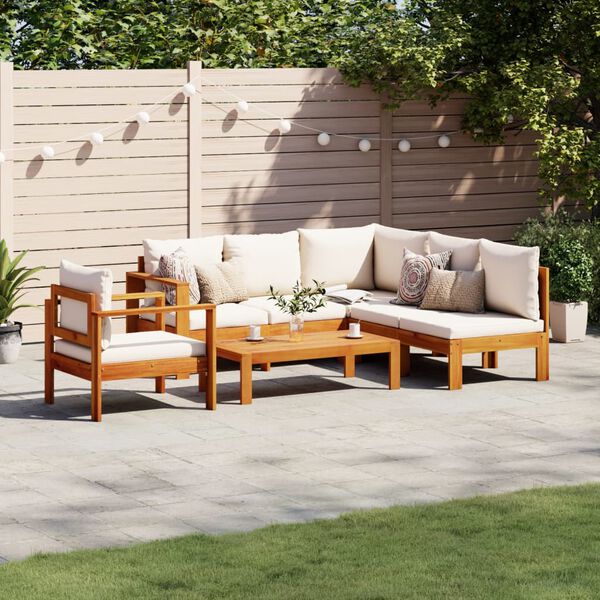 vidaXL Set Divano da Giardino 5 pz con Cuscini Legno Massello Acacia