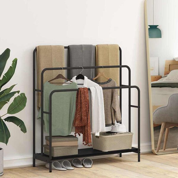 vidaXL Appendiabiti Rovere Nero 90 x 30 x 100,5 cm Legno multistrato