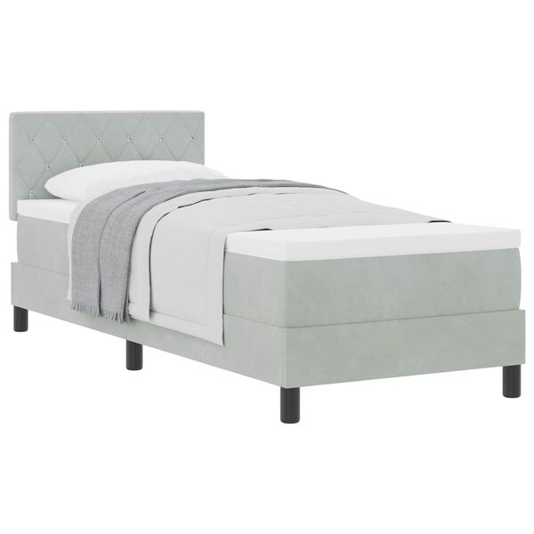 vidaXL Letto a molle con materasso Grigio chiaro 80 x 200 cm Velluto