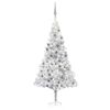 vidaXL Albero di Natale Preilluminato con Palline Argento 180 cm PET