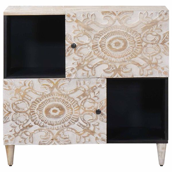 vidaXL Credenza Bianco 80 x 33,5 x 75 cm Legno di mango massello
