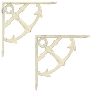 vidaXL Supporti per mensole da parete 2 pz Bianco Antico