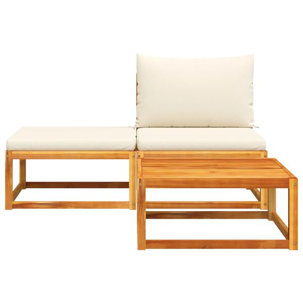 vidaXL Set di divani da giardino 3 pezzi con cuscini in legno di acacia e corda