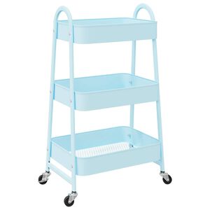vidaXL Carrello Portaoggetti a 3 Ripiani Blu 42x41,5x77 cm in Acciaio