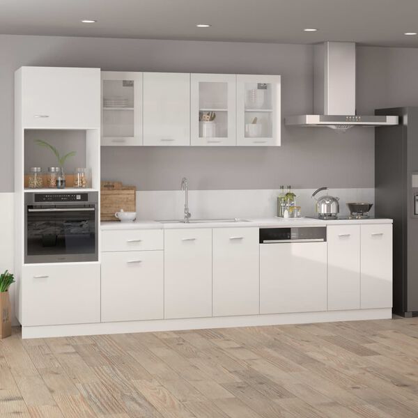 vidaXL Mobile Microonde &ldquo;Lyon&rdquo; Bianco Lucido 60x57x207 cm