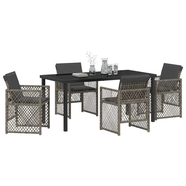 vidaXL Set da Pranzo per Giardino 5 pcs Grigio polyrattan