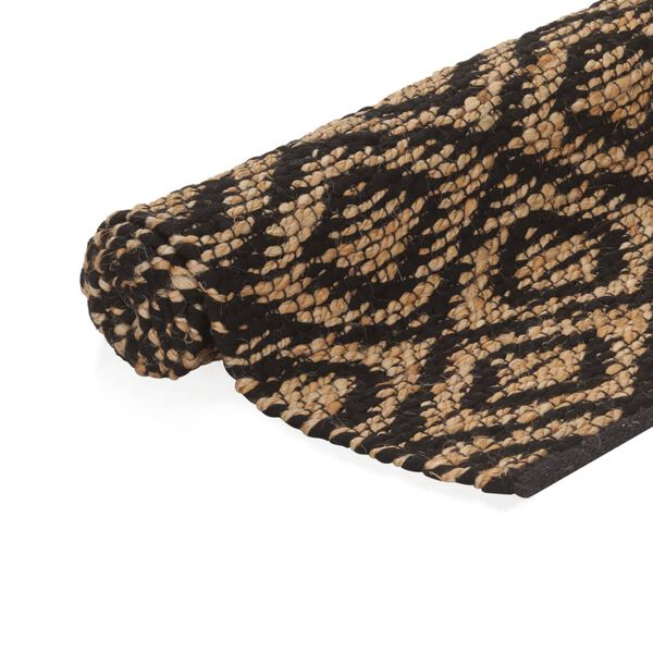 vidaXL Tappeto in Iuta Intrecciato a Mano 120x180cm Naturale e Nero