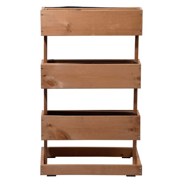 dobar Fioriera Rialzata Verticale con 3 Cassette per Piante Marrone