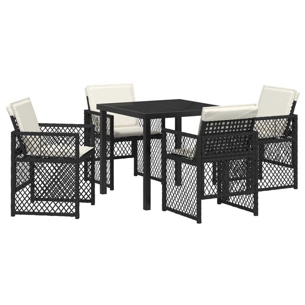 vidaXL Set da Pranzo per Giardino 5 pcs Nero polyrattan