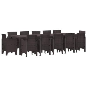 vidaXL Set da Pranzo per Giardino 13 pcs Marrone Poly Rattan