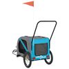 vidaXL Rimorchio da Bici per Animali Blu e Grigio Oxford e Ferro