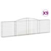 vidaXL Cesti Gabbioni ad Arco 9 pz 400x30x100/120 cm Ferro Zincato