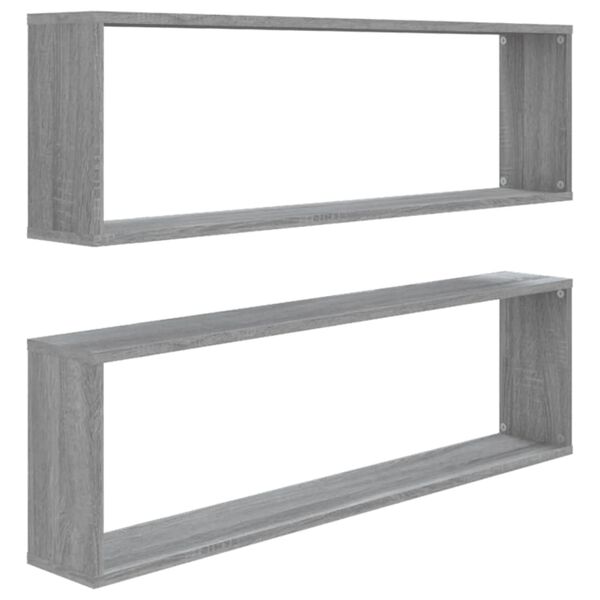 vidaXL Mensole Cubo Muro 2pz Grigio Sonoma 100x15x30 Legno Multistrato