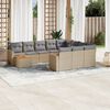vidaXL Set Divano da Giardino 11 pz con Cuscini Beige Misto Polyrattan