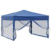 vidaXL Tenda per Feste Pieghevole con Pareti Laterali Blu 3x3 m