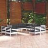 vidaXL Set Divani da Giardino 11 pz con Cuscini Bianchi Legno di Pino