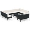 vidaXL Set Divani da Giardino 12 pz con Cuscini in Polyrattan Nero