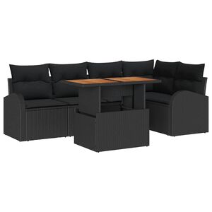 vidaXL Set Divano da Giardino con archiviazione 6 pcs Nero Poly Rattan