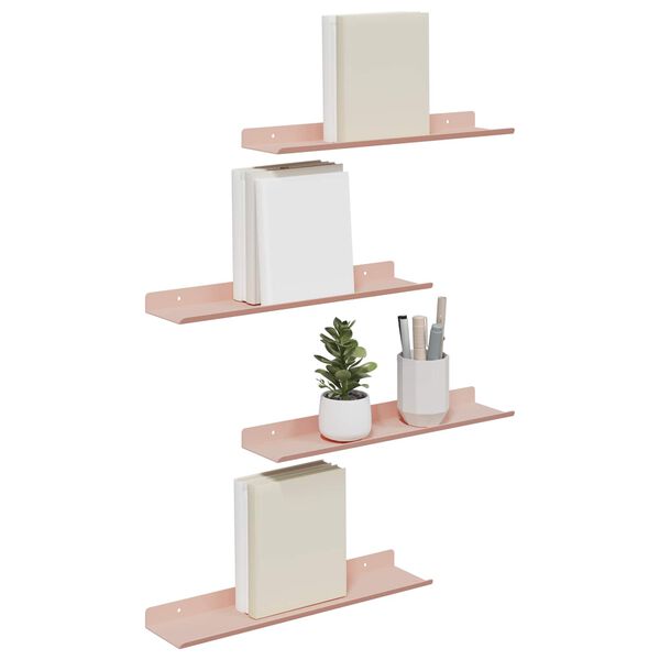 vidaXL Mensola sospesa 4 pcs Rosa 40 x 8,5 x 2,5 cm Acciaio