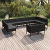 vidaXL Set Divani da Giardino 12 pz con Cuscini in Polyrattan Nero
