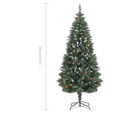 vidaXL Albero di Natale Artificiale Pigne e Brillantini Bianchi 180 cm