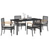 vidaXL Set da Pranzo per Giardino 5 pcs Nero polyrattan