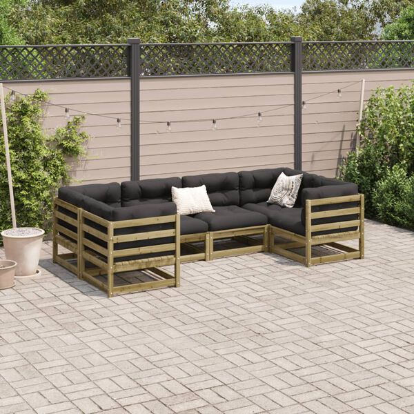 vidaXL Set Divani da Giardino 6 pz in Legno Impregnato di Pino