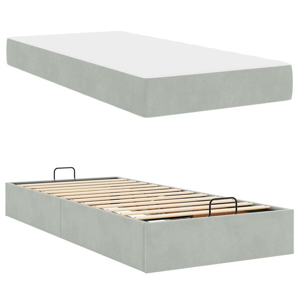 vidaXL Struttura letto con materasso 2 pcs Grigio chiaro Velluto