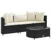 vidaXL Set Divani da Giardino 4 pz con Cuscini Nero in Polyrattan