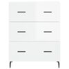 vidaXL Credenza 69,5x34x90 cm in Legno Multistrato Bianco Lucido