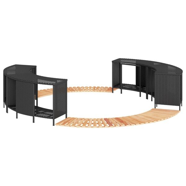 vidaXL Bordo per Spa Nero in Polyrattan e Legno Massello di Acacia