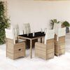 vidaXL Set da Bistr&ograve; da Giardino 7 pz con Cuscini Beige in Polyrattan