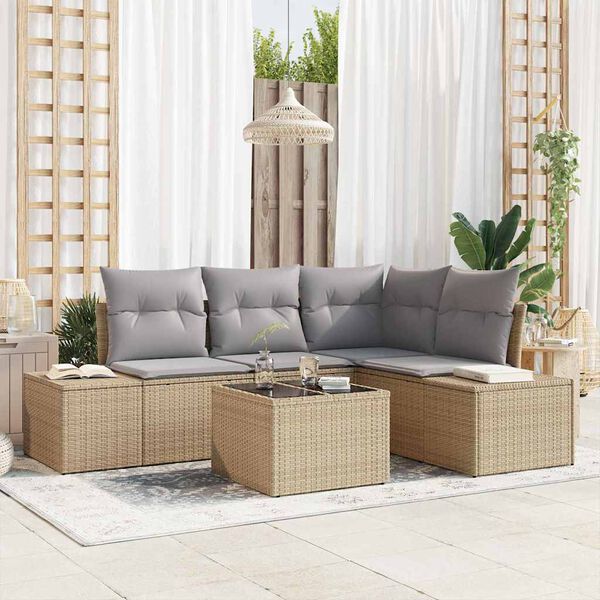 vidaXL Set Divano da Giardino Beige e Grigio Chiaro polyrattan